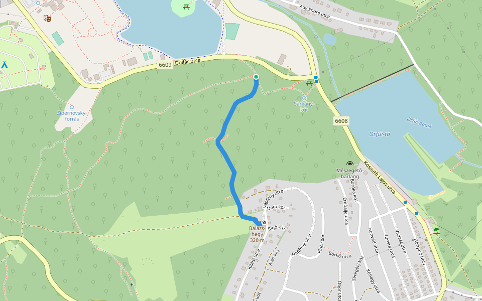 S▲ (Balázs-hegyi kilátó) walking route map in Orfű