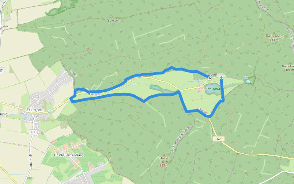 Elm Rundwanderweg 30 walking route map in Erkerode