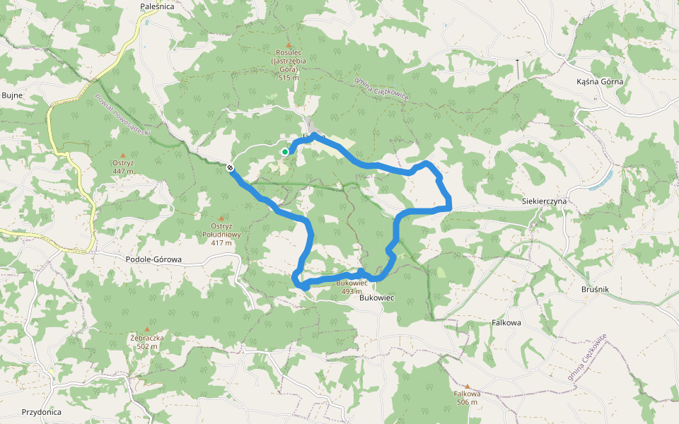 Jamna - Potoki walking route map in Jamna