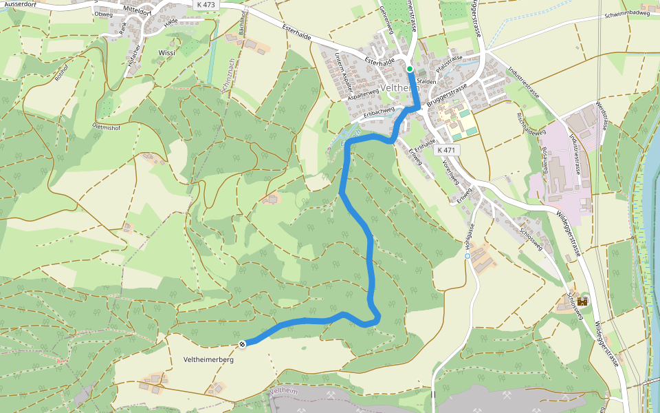 Veltheim - Veltheimerberg walking route map in Veltheim