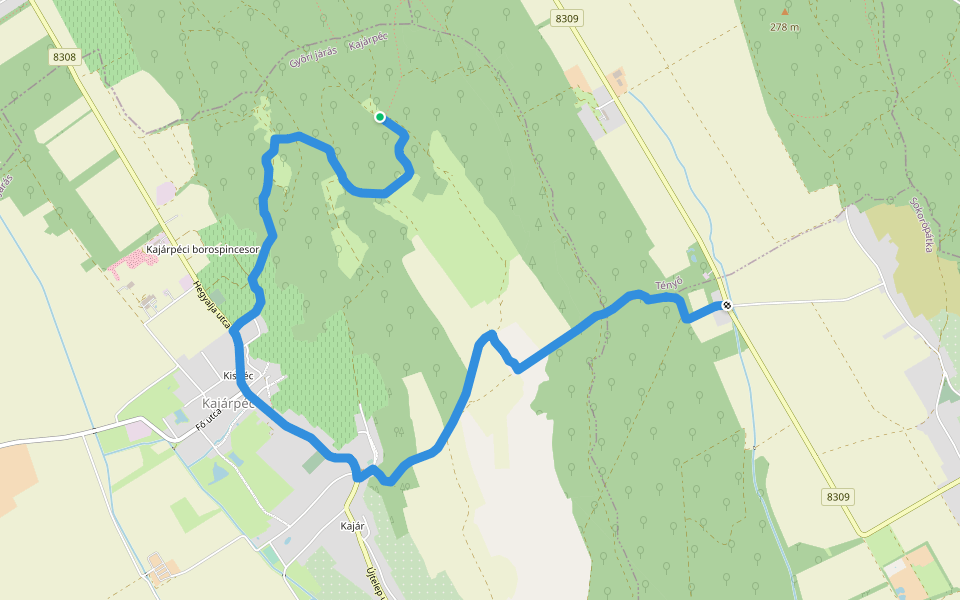 S+ walking route map in Kajárpéc