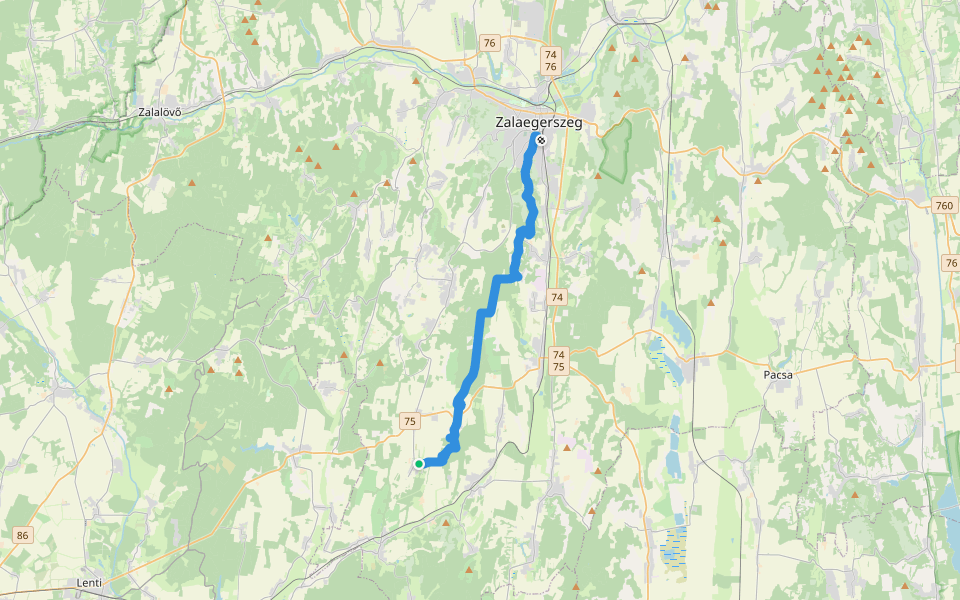 K+ (Zalaegerszeg – Szentkozmadombja) walking route map in Szentkozmadombja