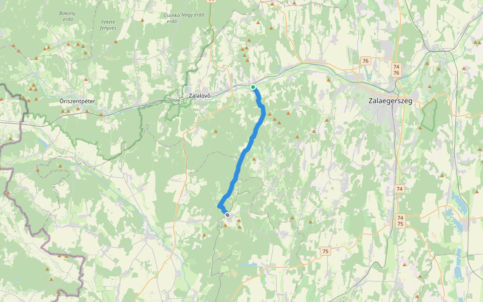 K+ (Szilvágy – Salomvár) walking route map in Salomvár