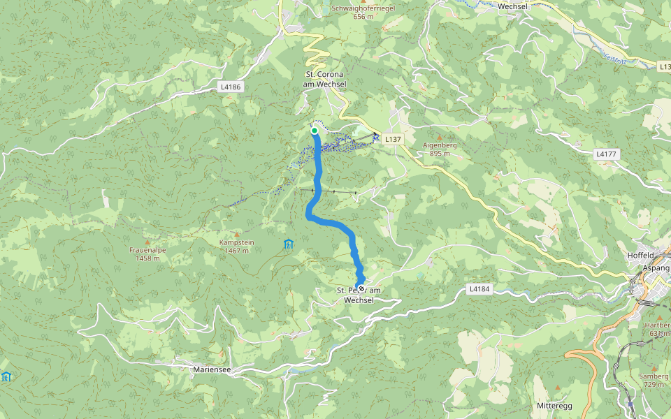 Orthof - St. Peter walking route map in Sankt Corona am Wechsel