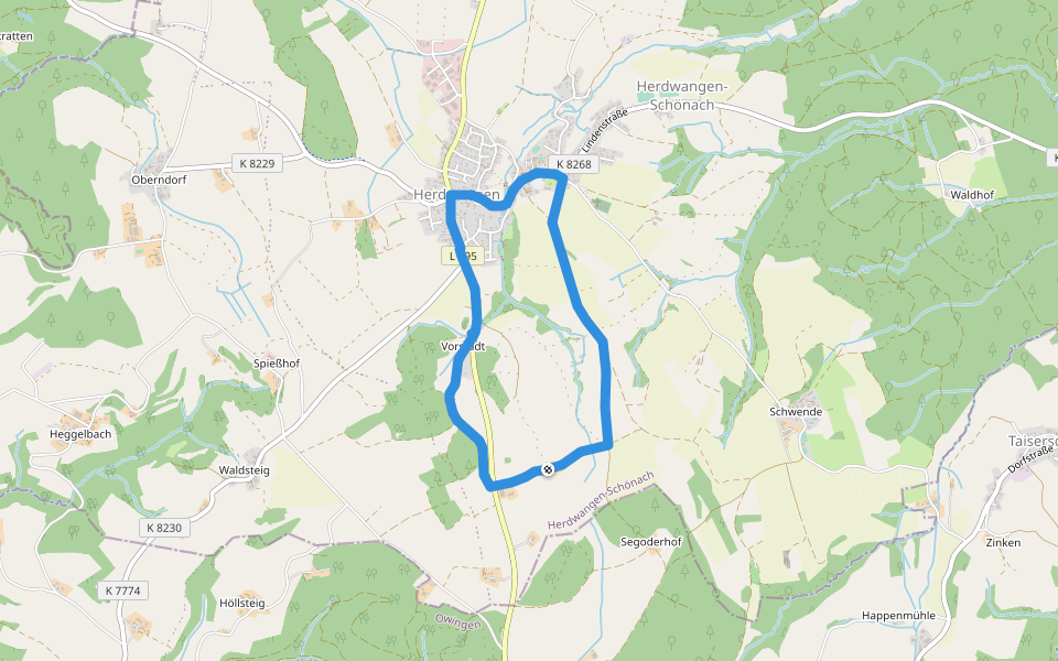 Wanderwege der Gemeinde Herdwangen-Schönach walking route map in Herdwangen-Schönach