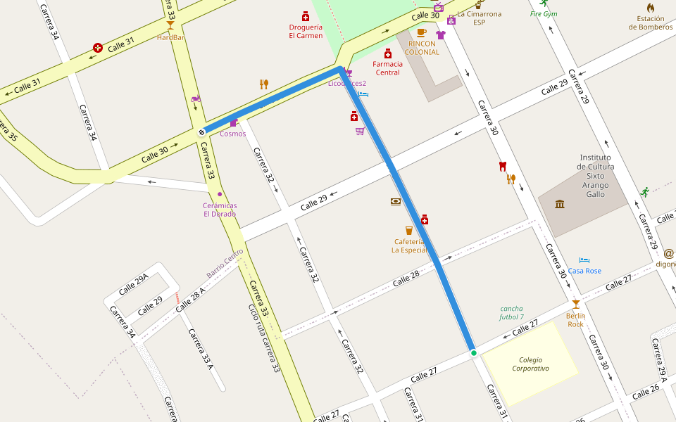 Ruta de la cerámica walking route map in El Carmen de Viboral