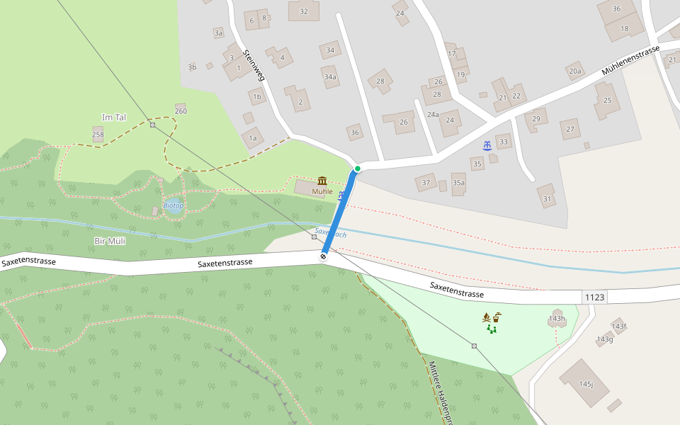 Mühlenenstrasse walking route map in Wilderswil
