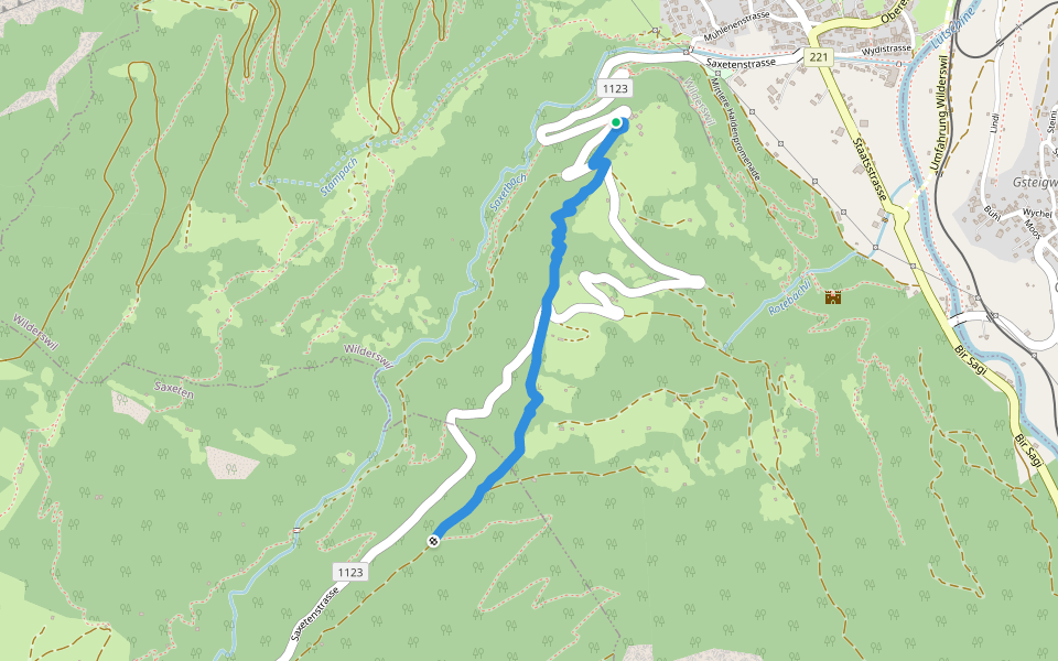 Ried - Saxetwald walking route map in Wilderswil