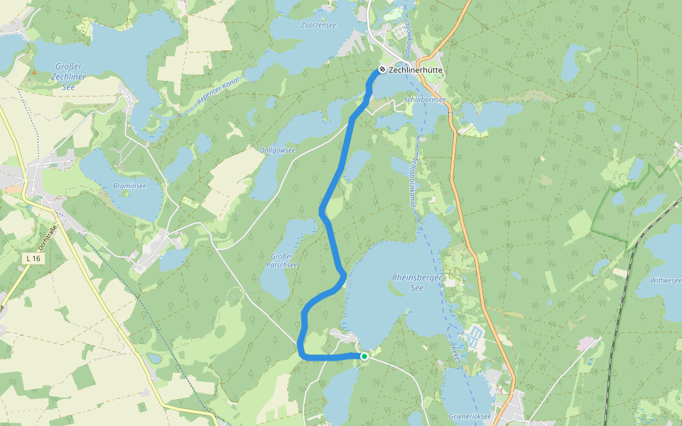Ww Bungalowsiedlung "Am Rheinsberger See" - Zechlinerhütte walking route map in Rheinsberg