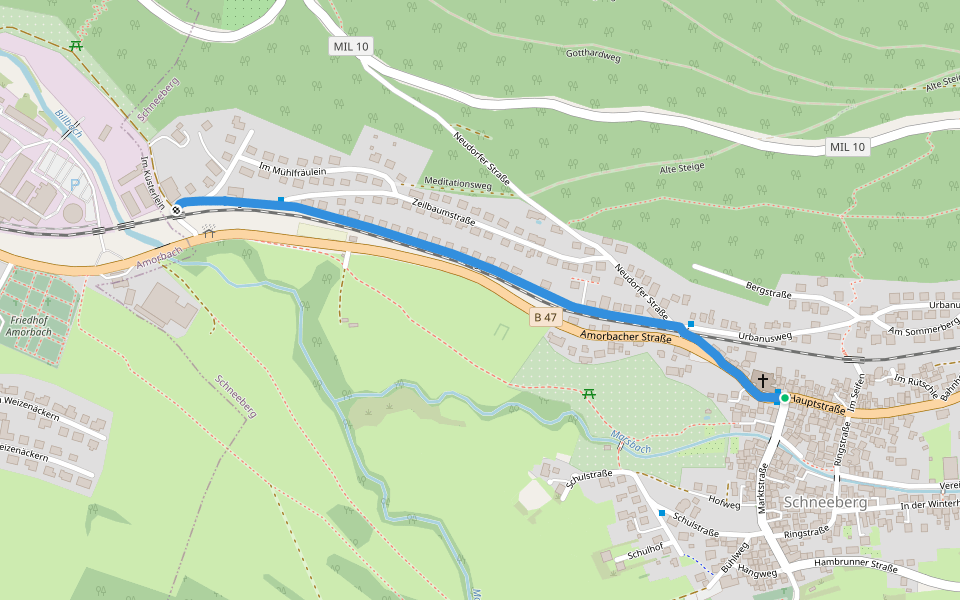 Nibelungensteig Zubringer walking route map in Schneeberg