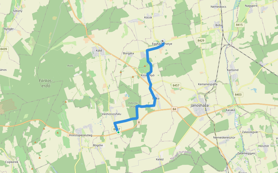 K■ walking route map in Vashosszúfalu