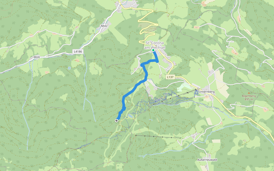 St. Corona - Orthof - Richtung Kampsteiner Schwaig walking route map in Sankt Corona am Wechsel