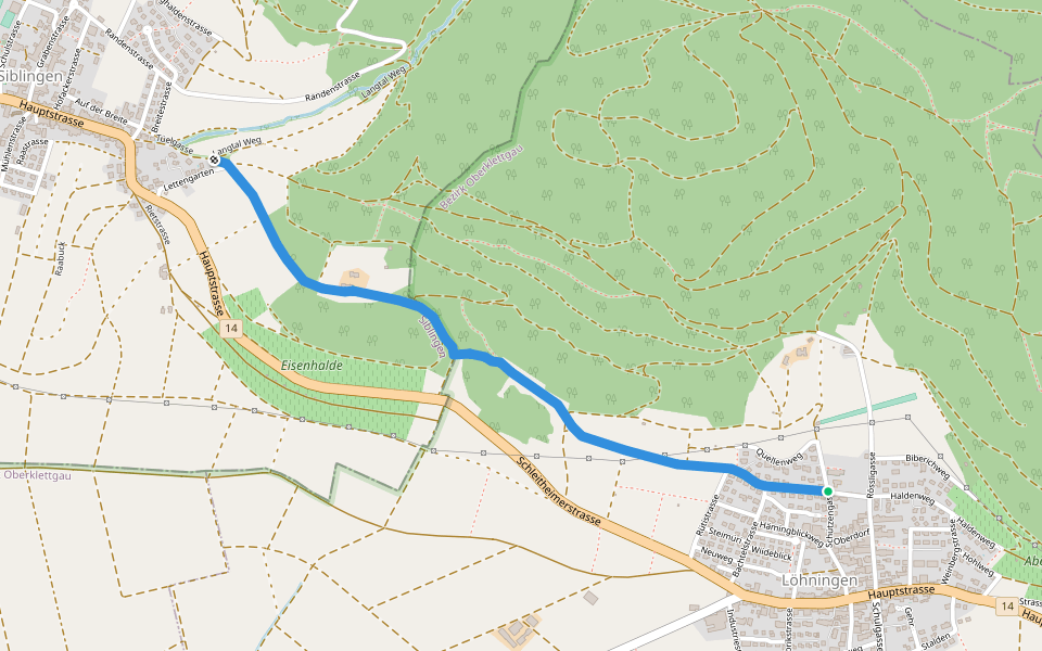 Lätten - Tüel walking route map in Löhningen