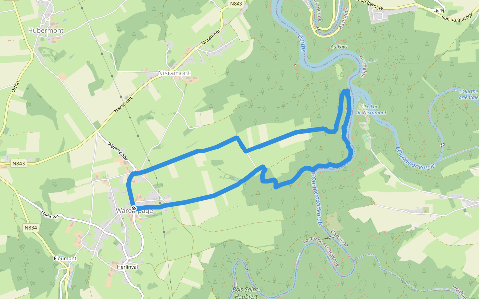 1. Les Deux Ourthes walking route map in La Roche-en-Ardenne