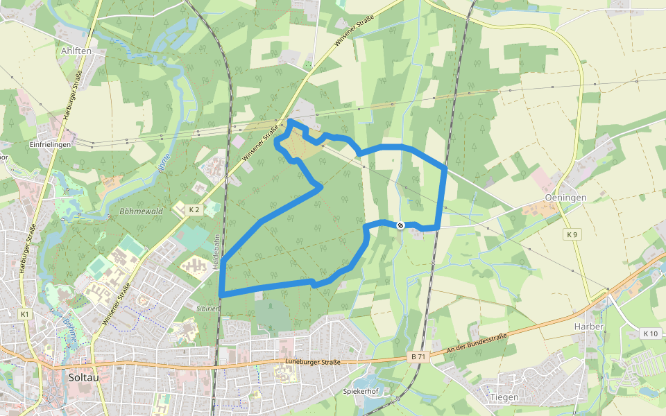 Nordic Walking Strecke 4 (rot) walking route map in Soltau