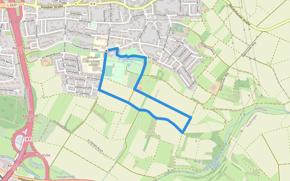 Heiligenrode, Rundweg 10 walking route map in Niestetal