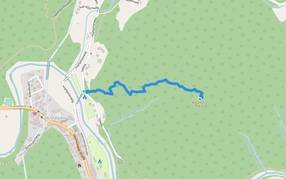 Wanderweg 288a walking route map in Wildalpen