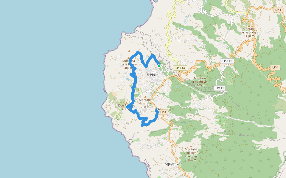 PR LP 11.1 walking route map in Pino de la Virgen