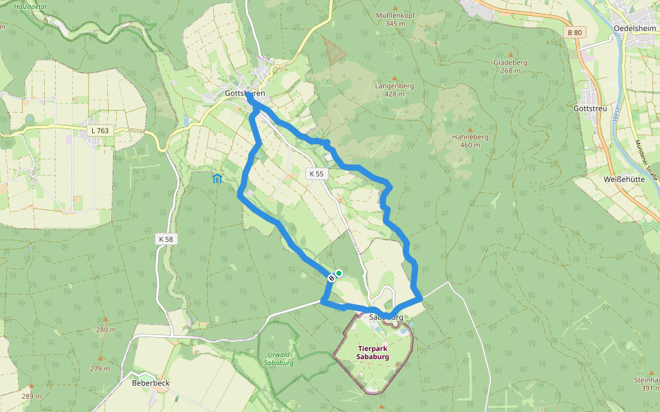 Eco Pfad Pilgerwege Gottsbüren 4 "Sababurger Weg" walking route map in Hofgeismar