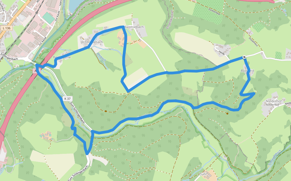 Overath-Vilkerath Rundweg A4 walking route map in Engelskirchen