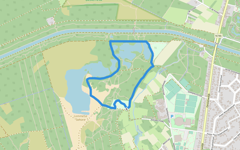 Sahara Blauwe ruit walking route map in Lommel