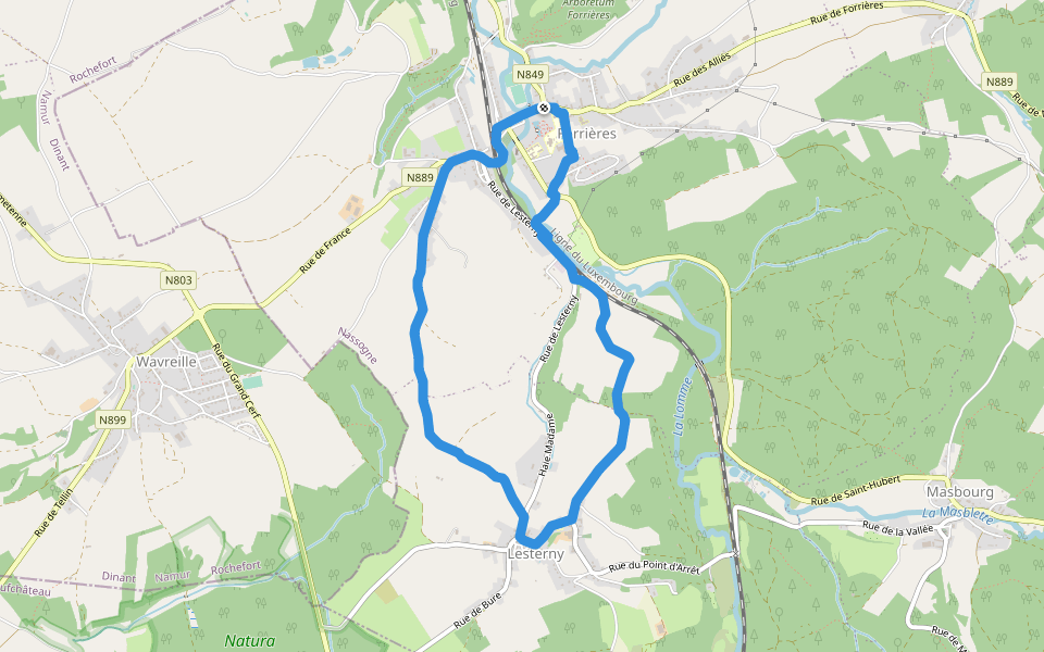 8. Promenade Saint-Martin - variante walking route map in Nassogne