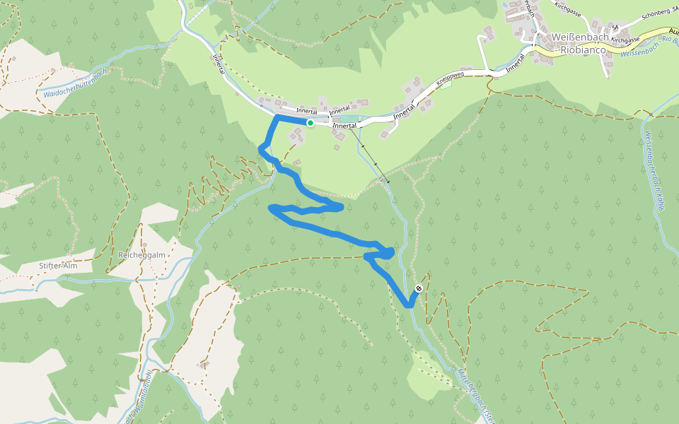 Mühlwalder Jöchl walking route map in Innertal