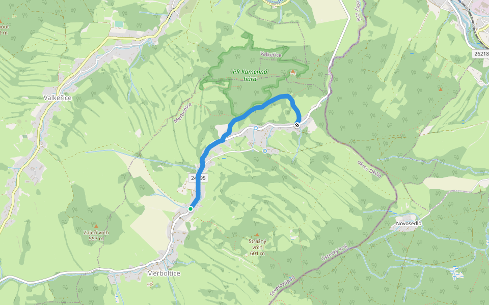[Ž] Merboltice - Merboltice dolní bus walking route map in Merboltice