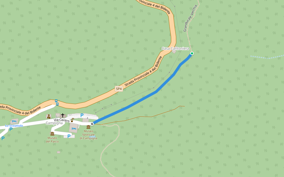 Sentiero "per tutti i sensi" di Campigna walking route map in Santa Sofia