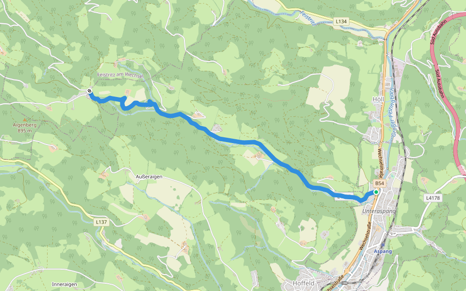 Unteraspang - Hottmannsgraben - Paßkapelle walking route map in Aspang Markt