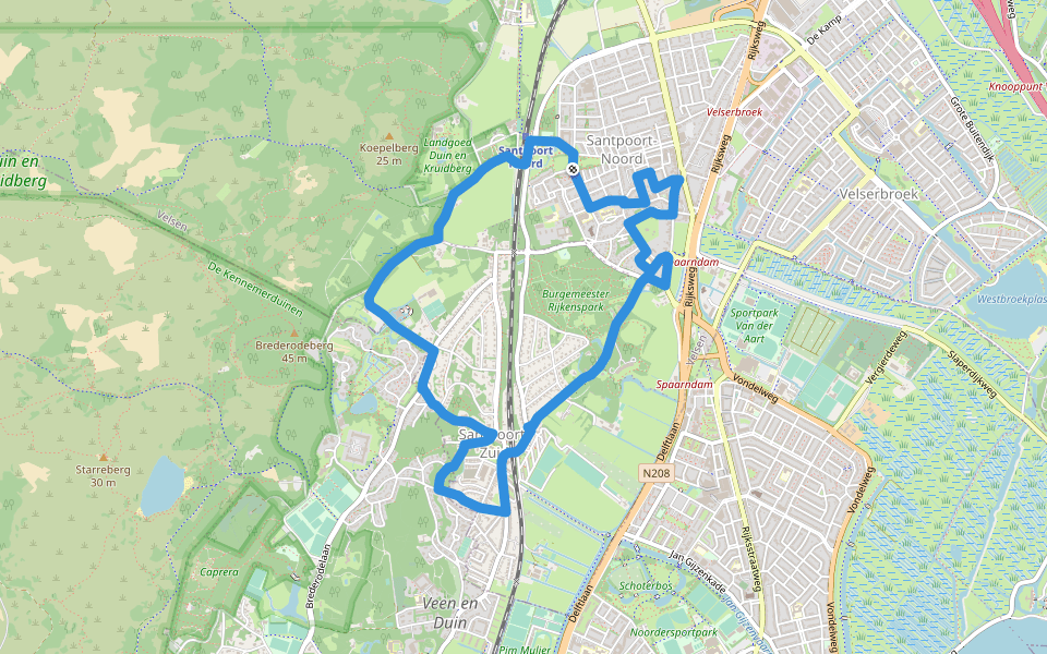 Brederode route walking route map in Santpoort-Noord