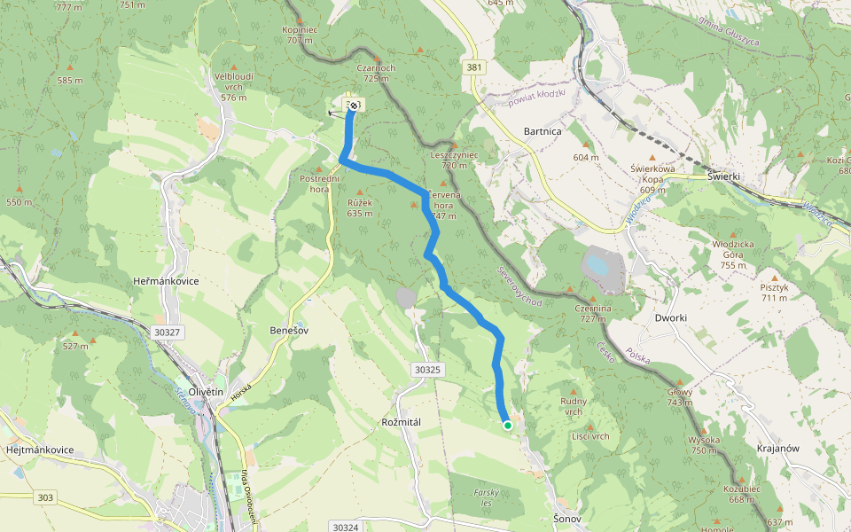 [Ž] Janovičky - Šonov walking route map in Šonov