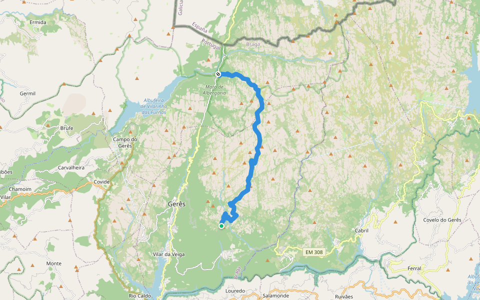 Prados Caveiros - Ponte do Arado walking route map in Gerês