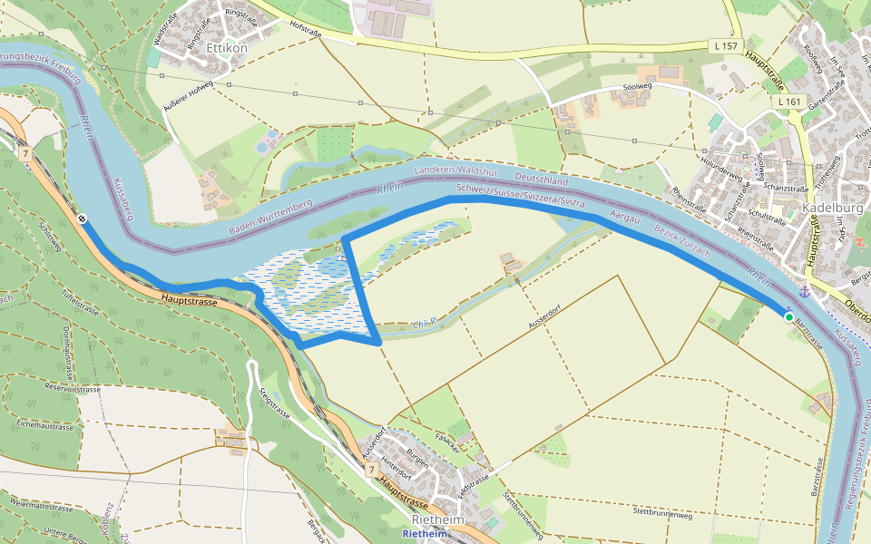 Barz Fähre - Koblenzer Laufen walking route map in Küssaberg