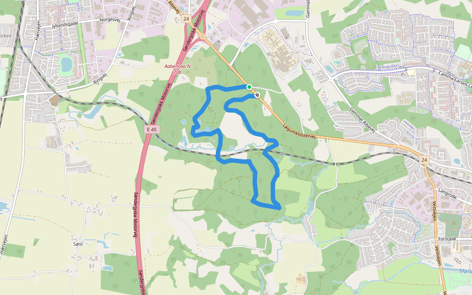 Rise Skov Hjertesti 3, gul walking route map in Aabenraa