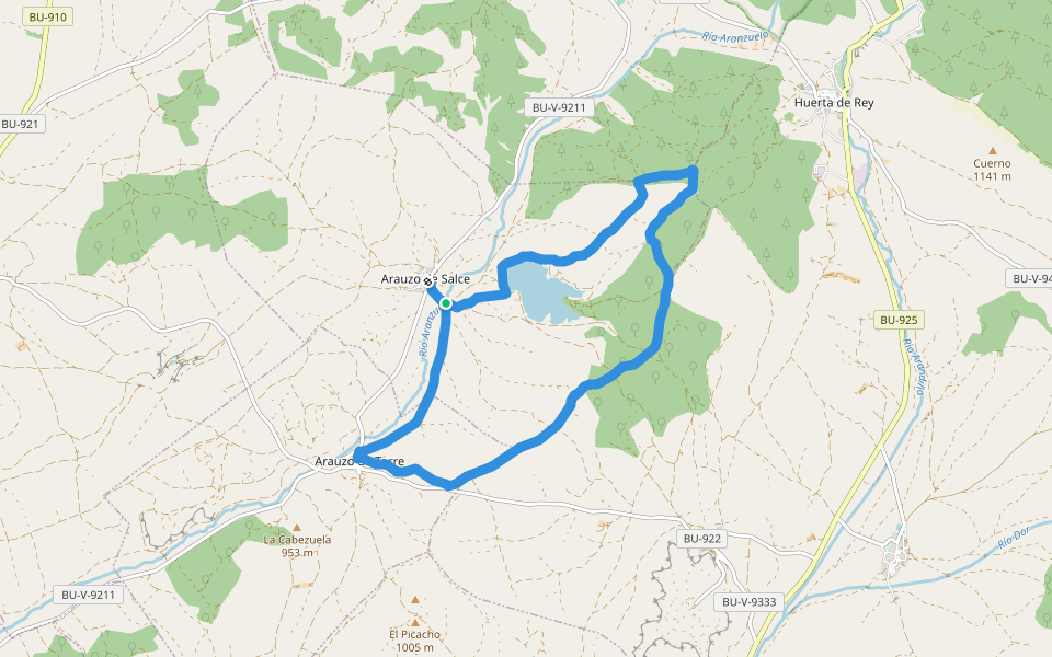 PRC-BU 154 Sendero delos Arabuzos walking route map in Arauzo de Salce