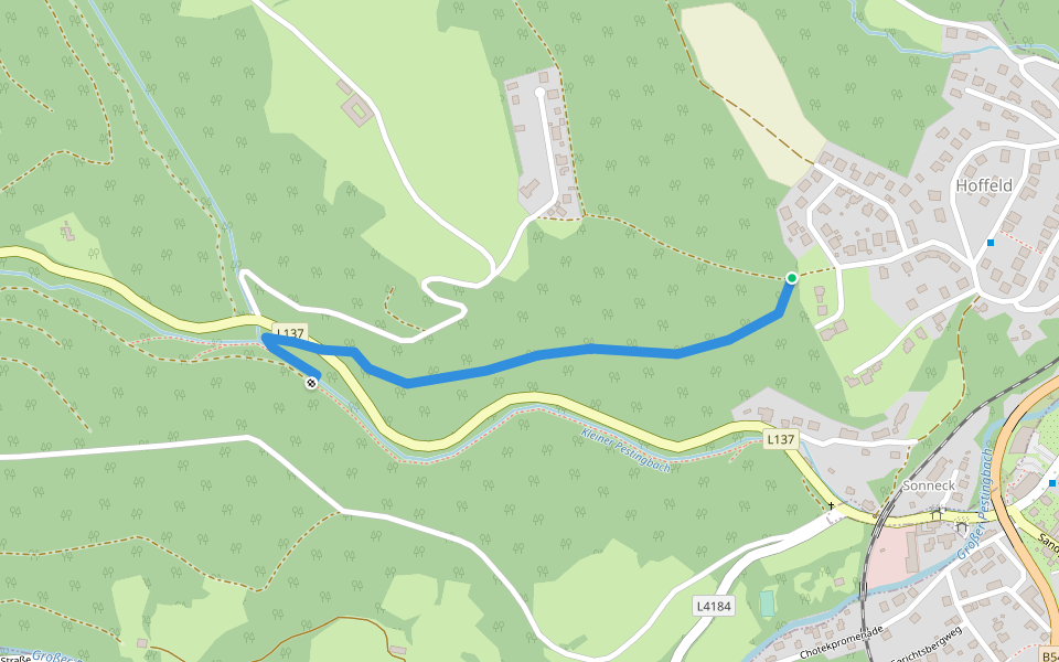 Hoffeld - Kleiner Pestingbach walking route map in Aspangberg Sankt Peter