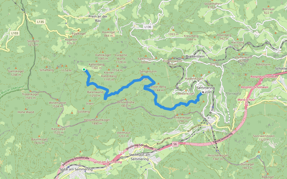 Talhof - Semmering walking route map in Breitenstein