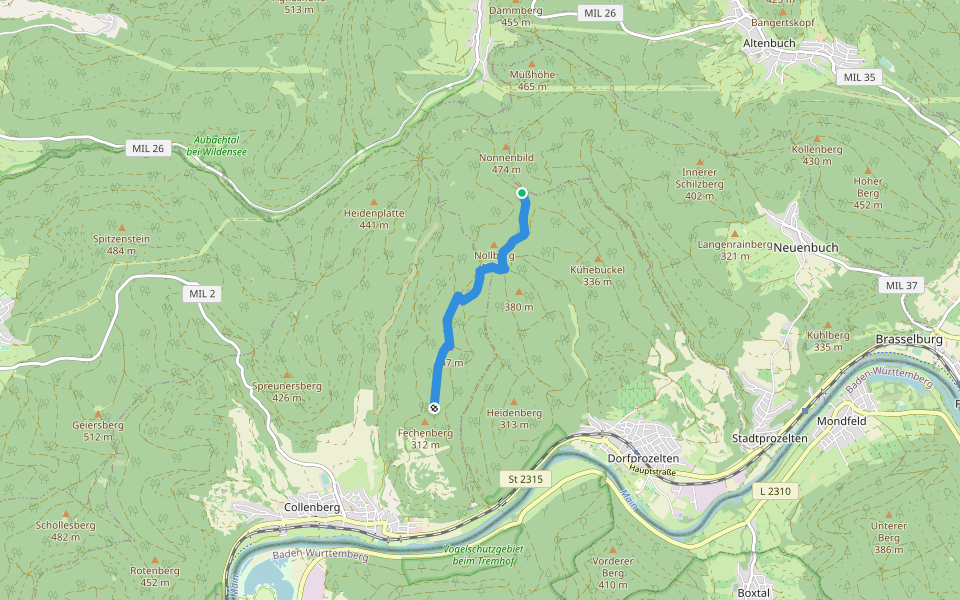 Ortswanderweg Dorfprozelten D2 walking route map in Dorfprozelten