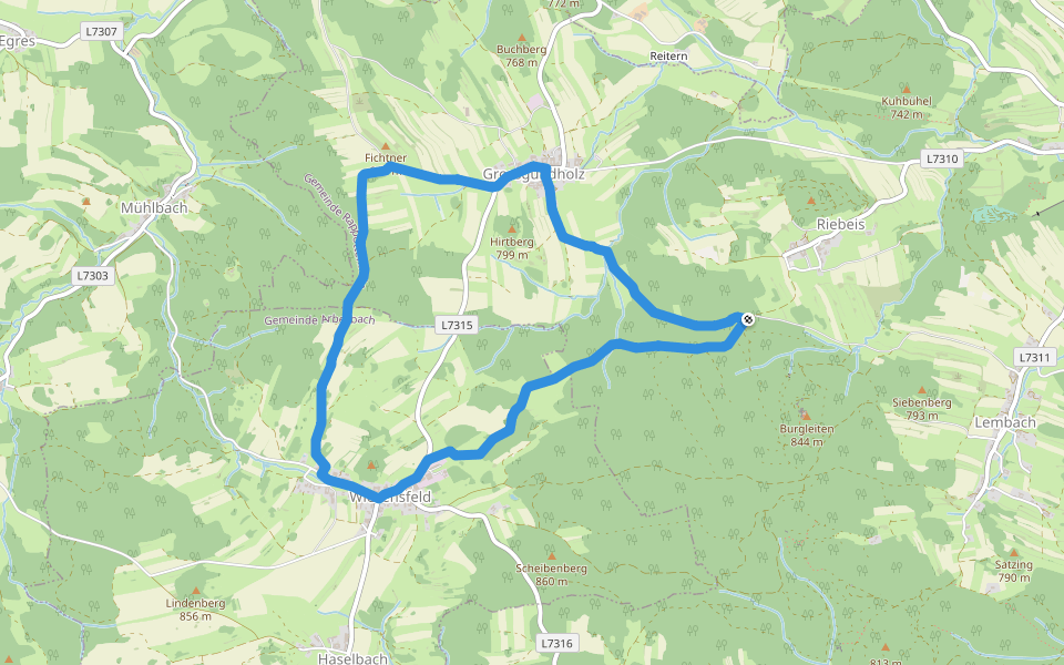 Franzosensumpfweg 11 walking route map in Riebeis