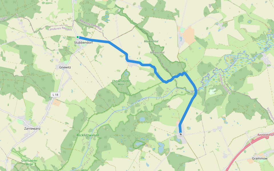 Stubbendorf-Liepen walking route map in Stubbendorf