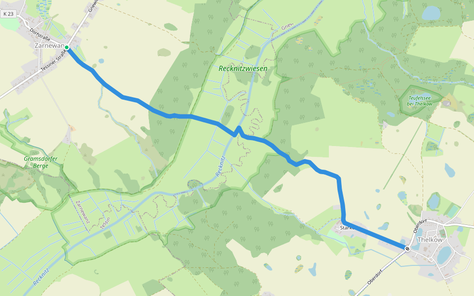 Zarnewanz-Thelkow walking route map in Zarnewanz