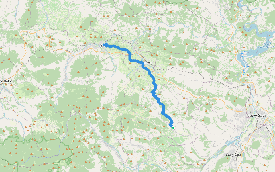 Tymbark - Łukowica walking route map in Łukowica
