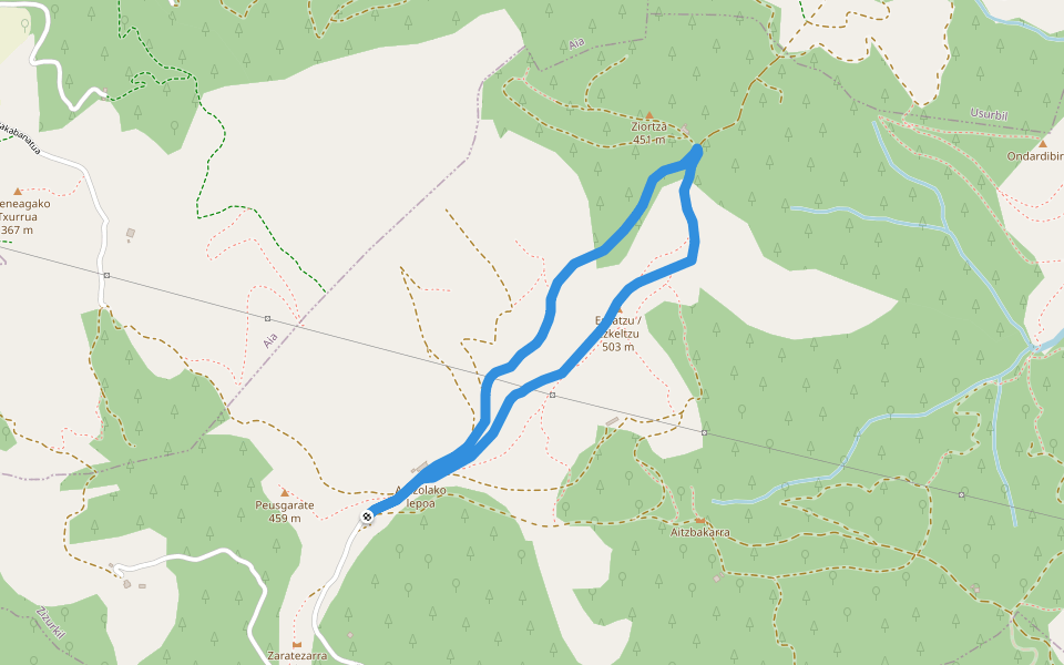 SL-GI 26 Mendiko larreak walking route map in Zizurkil