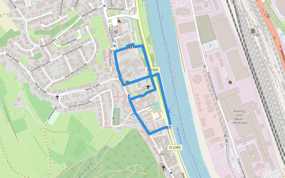 Unterzeller Weg walking route map in Zell am Main