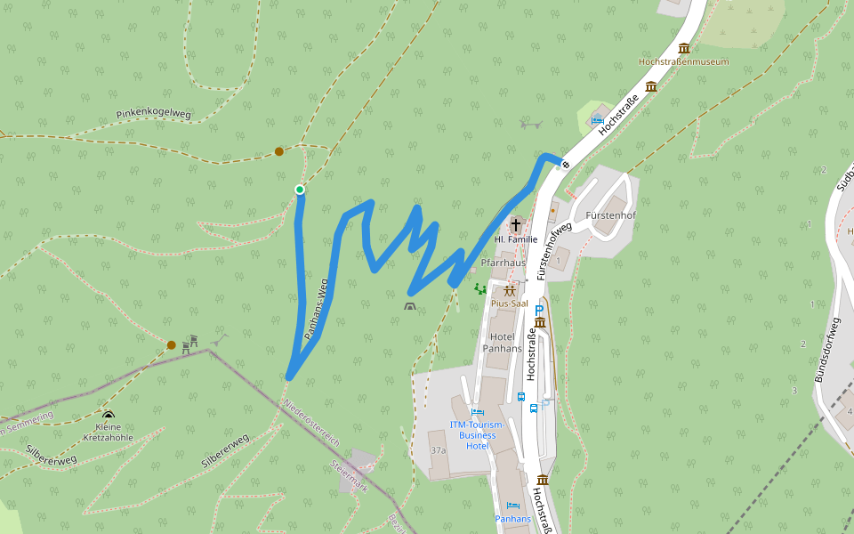 Panhans - Richtung Pinkenkogelschutzhaus walking route map in Semmering-Kurort