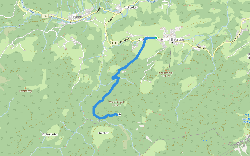 Wäschkogelrunde walking route map in Hinterthiersee
