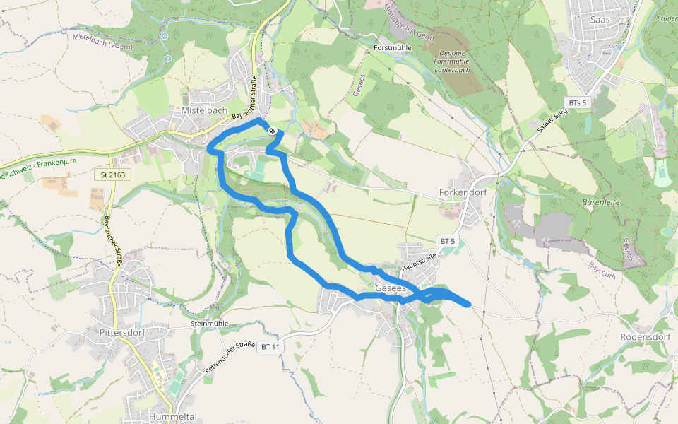 Mistelbach Romantikweg walking route map in Mistelbach