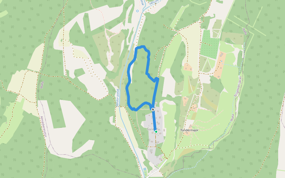 Gyűrűfűi tanösvény walking route map in Ibafa