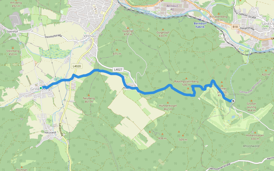 Grillenberg - Kleinfeld - Großer Jauling walking route map in Grillenberg
